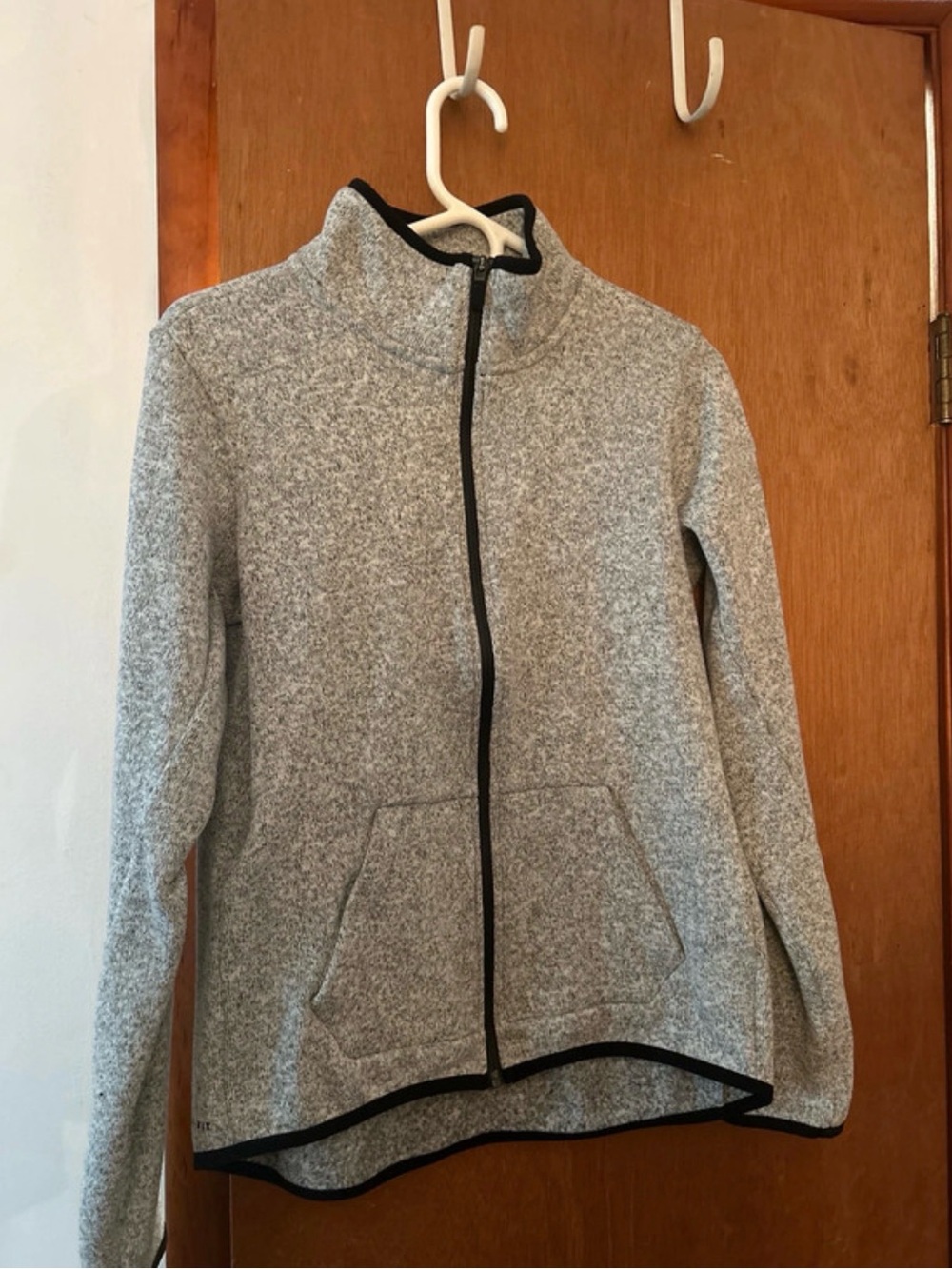 Nike Gray Full-Zip Teddy Fleece Jacket with Black Trim